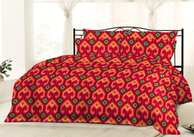 4% OFF on Bombay Dyeing Polycotton Printed Single Bedsheet 2 Pillow covers, 1 Bedsheet, Red