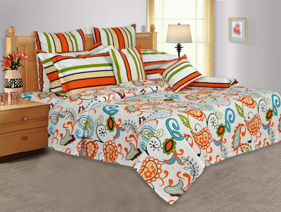 33% OFF on Salona Bichona Cotton Paisley Double Bedsheet 1 Double Bedsheet, 2 Pillow Covers, White