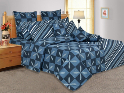 28% OFF on Salona Bichona Cotton Checkered Single Bedsheet 1 Single Bedsheet, 1 Pillow cover, Blue