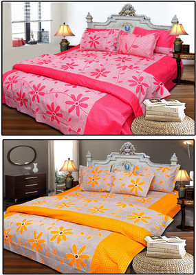 38% OFF on JBG Home Store Cotton Floral King Bedsheet 2 Bedsheets, 4 Pillow Covers, Multicolor