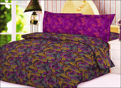 Jct Homes Cotton Floral Double Bedsheet 1 Bed Sheet, 2 Pillow Covers, Multicolor