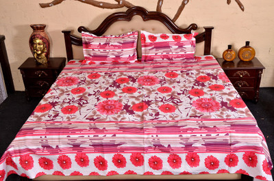 61% OFF on Floor Fashion Cotton Printed Double Bedsheet 1 Double Bedsheet, 2 Pillow Cover, Multicolor