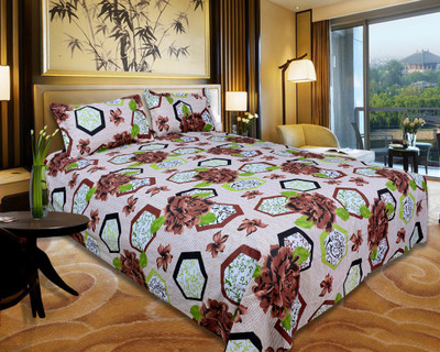 65% OFF on Floor Fashion Cotton Abstract Double Bedsheet 1 Double Bedsheet, 2 Pillow Covers, Multicolor