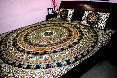 39% OFF on Rajasthani Decor Cotton Printed Queen Bedsheet