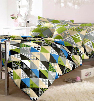 15% OFF on Raymond Cotton Printed Double Bedsheet 1Double Bedsheet, 2 Pillow Cover, Green