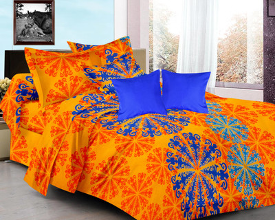 65% OFF on Ahmedabad Cotton Cotton Geometric Double Bedsheet 1 Double Bedsheet, 2 Pillow Covers, Yellow