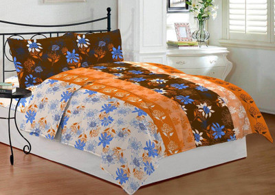 31% OFF on Bombay Dyeing Cotton Floral Double Bedsheet 1Double Bedsheet, 2Pillow Cover, Orange