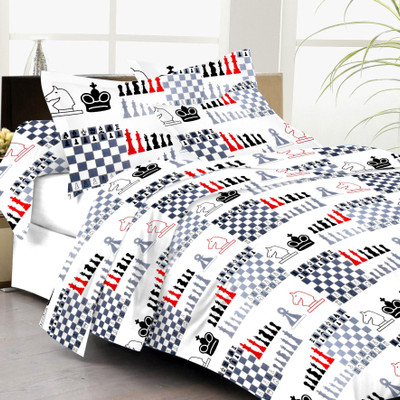 61% OFF on Lali Prints Cotton Floral Double Bedsheet 1 Bedsheet, 2 Pillow Covers, White