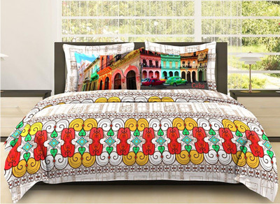 12% OFF on Bombay Dyeing Cotton Printed Double Bedsheet 1 Bedsheet, 2 Pillow Covers