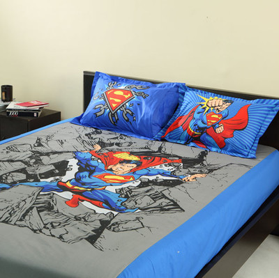 Portico New York Cotton Geometric Single Bedsheet 1 Bedsheet, 1 Pillow Cover, Multicolor