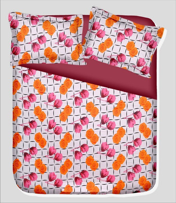 14% OFF on RR Textile House Cotton, Satin Printed Double Bedsheet 1Bedsheet, 2PillowCover, Orange