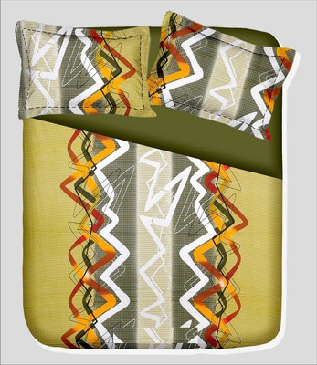 14% OFF on RR Textile House Cotton, Satin Printed Double Bedsheet 1 Bedsheet, 2 PillowCover, Green