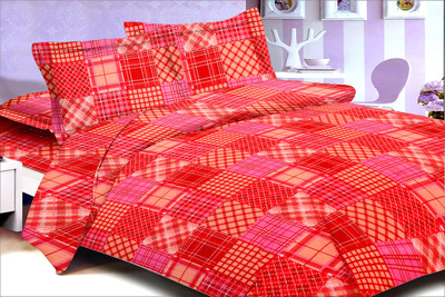 53% OFF on Urban Style Cotton Abstract Double Bedsheet Bedsheet, Red