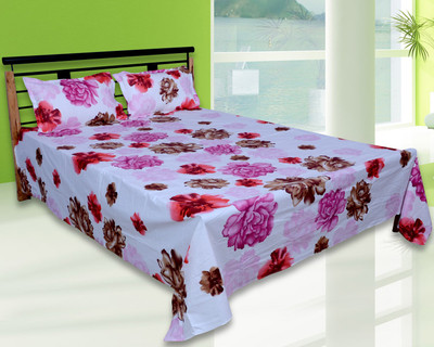 65% OFF on Urban Style Cotton Floral Double Bedsheet 1 Bedsheet, 2 Pillow cover, Multicolor