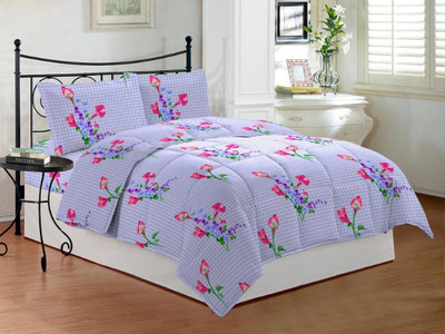 7% OFF on Bombay Dyeing Cotton Floral Double Bedsheet 1 Bed Sheet, 2 Pillow Covers, Blue