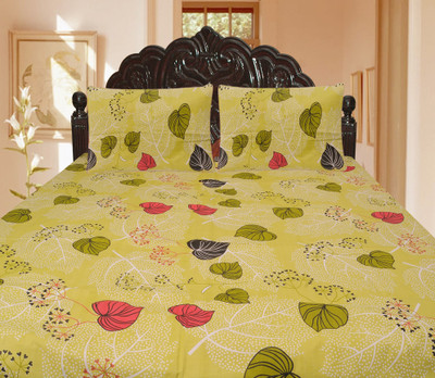 33% OFF on Lao - Lao Cotton Printed Double Bedsheet 1 Bedsheet, 2 Cushion Covers, Multicolor
