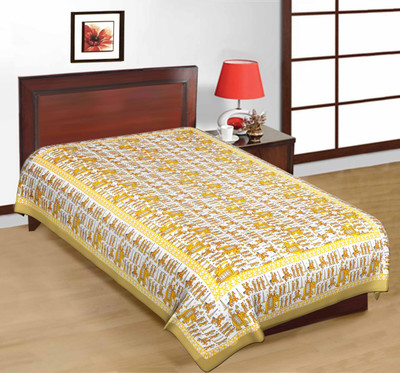 56% OFF on Kismat Collection Cotton Printed Single Bedsheet Bedsheet, Yellow