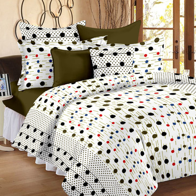 70% OFF on Ahmedabad Cotton Cotton Geometric Single Bedsheet 1 Single Bedsheet, 1 Pillow Cover, White, Green