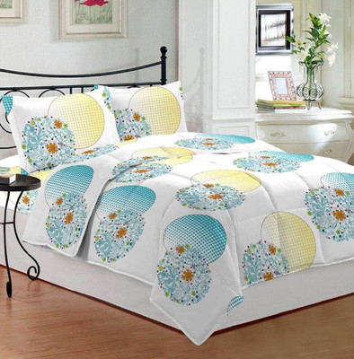 31% OFF on Bombay Dyeing Cotton Geometric Double Bedsheet 1Double Bedsheet, 2Pillow Cover, Green, Blue