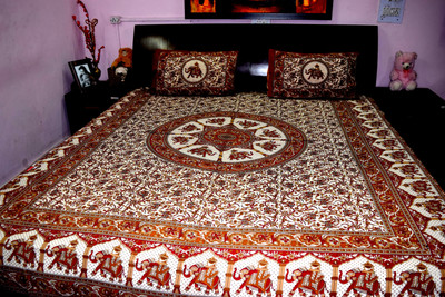 22% OFF on Rajasthani Decor Cotton Printed Queen Bedsheet