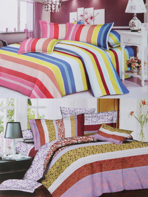 61% OFF on Fidato Polycotton Striped Double Bedsheet
