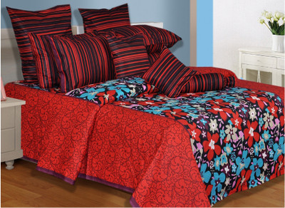 28% OFF on Salona Bichona Cotton Floral Double Bedsheet 1 Bedsheet, 2 Pillow Covers, Multicolor
