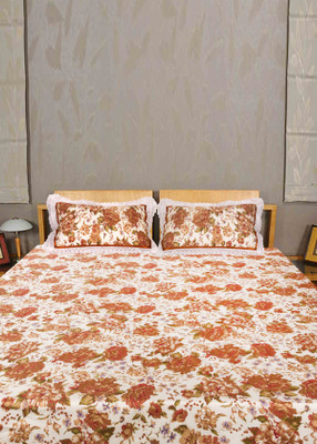 55% OFF on Home Glamour Satin Floral Double Bedsheet