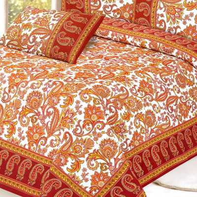 47% OFF on Aapno Rajasthan Cotton Floral Double King Bedsheet