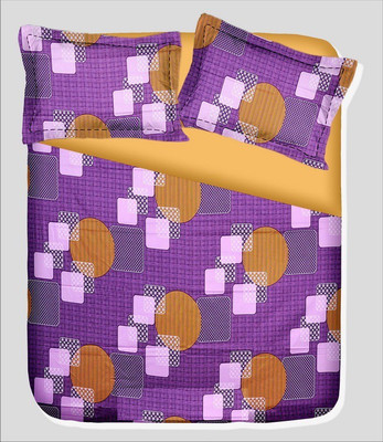 14% OFF on RR Textile House Cotton, Satin Printed Double Bedsheet 1Bedsheet, 2PillowCover, Purple