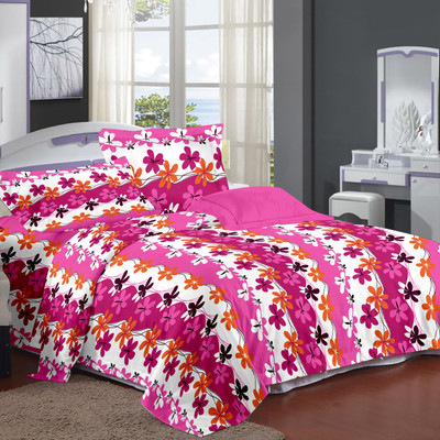 70% OFF on Ahmedabad Cotton Cotton Floral Single Bedsheet 1 single bedsheet & 1 pillow cover, Pink, White