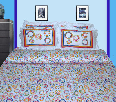 10% OFF on Petals Cotton, Satin Geometric Double Bedsheet