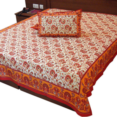 27% OFF on Jaipur Raga Cotton Paisley Double Bedsheet