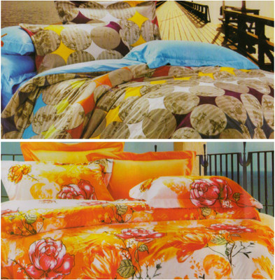 59% OFF on Enogme Polyester Floral Double Bedsheet 2 Double Bedsheet, 4 Pillow Covers, Multicolor