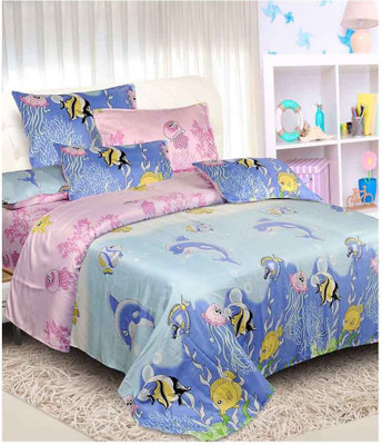22% OFF on Thefancymart Polyester Printed Double Bedsheet 1 Double Bed Sheet With 2 Pillow Cover, Multicoloured