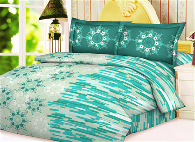 JCT Homes Cotton Floral Double Bedsheet 1 Bed Sheet, 2 Pillow Covers, Multi Color