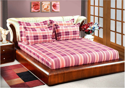 4% OFF on Shayan Homes Cotton Checkered King Bedsheet