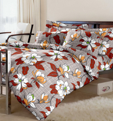 10% OFF on Raymond Cotton Printed Single Bedsheet 1Single Bedsheet, 2 Pillow Cover, Red