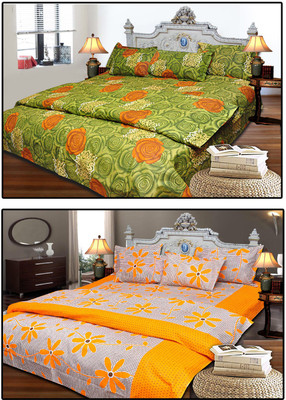 38% OFF on JBG Home Store Cotton Floral King Bedsheet 2 Bedsheets, 4 Pillow Covers, Multicolor