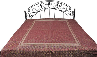 15% OFF on Exotic India Cotton Floral Double Bedsheet Bedsheet, Earth-Red