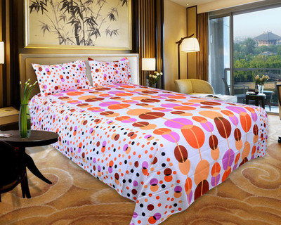 63% OFF on Floor Fashion Cotton Abstract Double Bedsheet 1 Double Bedsheet, 2 Pillow Covers, Multicolor