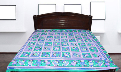 53% OFF on Fashion67 Cotton Checkered Double Fitted Bedsheet