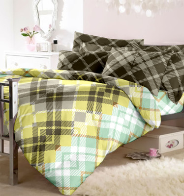 15% OFF on Raymond Cotton Printed Double Bedsheet 1Double Bedsheet, 2 Pillow Cover, Yellow