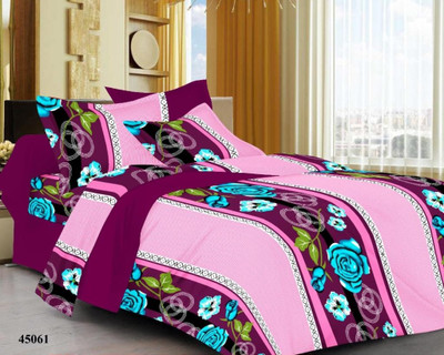 53% OFF on meSleep Cotton Floral Double Bedsheet