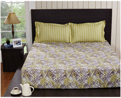 50% OFF on @HOME Cotton Batik Double Bedsheet Green