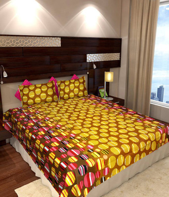62% OFF on Homefab India Cotton Geometric Double Bedsheet