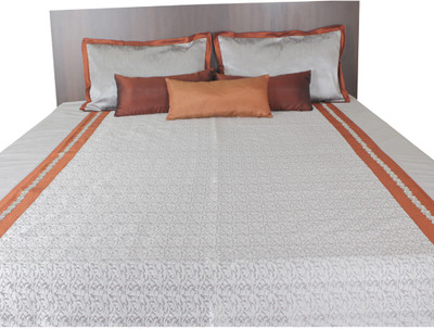 Furrball Bedspreads & More Silk Striped Queen Bedsheet 1 Bedspread, 2 Pillow Covers, Grey, Maroon