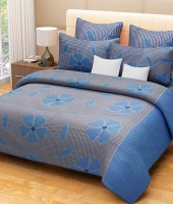 54% OFF on Ruhi Home Furnishing Polycotton Floral Double Bedsheet 1 Bedsheet, 2 Pillow Covers, Blue