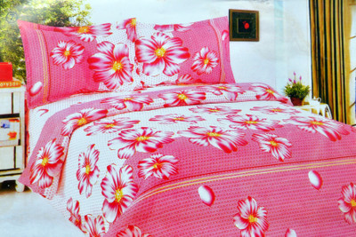 72% OFF on La Elite Polyester Printed Double Bedsheet 1 Double Bed Sheet, 2 Pillow Covers, Pink