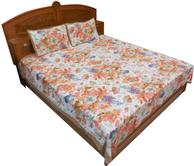 58% OFF on Kismat Collection Cotton Printed Double Bedsheet 1 Bedsheet, 2 Pillow Covers, Multicolor