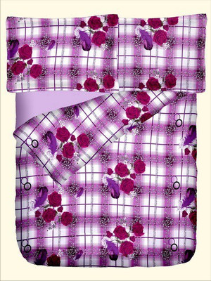 47% OFF on RR Textile House Cotton, Satin Printed King Bedsheet 1Bedsheet, 2PillowCover, Purple